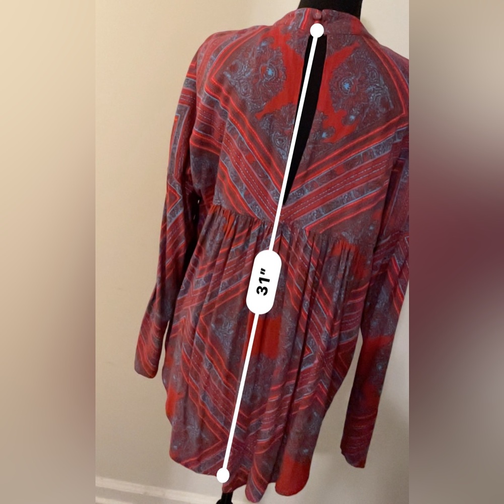 Free People “Walking On a Dream” Tunic Top Size L Geometric Print Boho Inspired - Picture 13 of 13